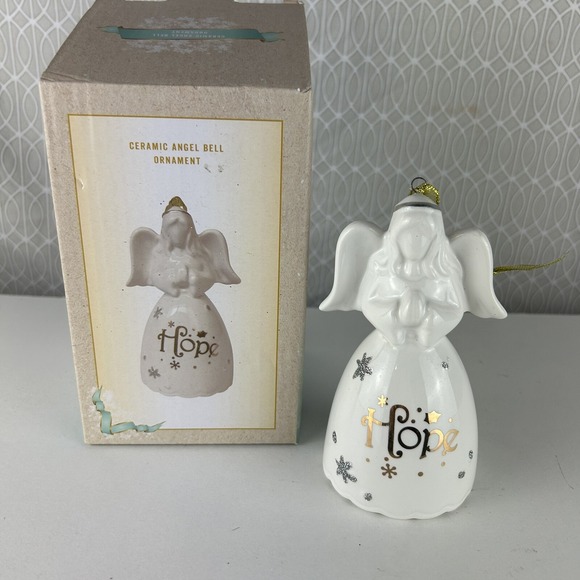 Crackerbarrel Christmas Angel Ceramic Ornament Hope Bell 5" NIB - Picture 1 of 4